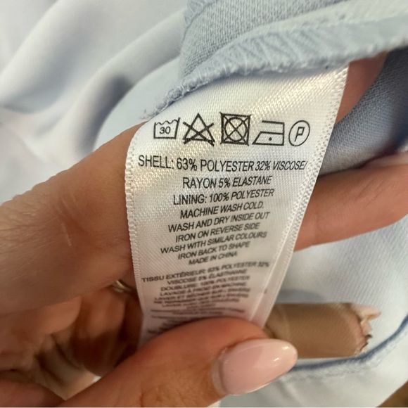 French Connection A line light blue off the shoulder dress bows size medium 2451 - Picture 7 of 11